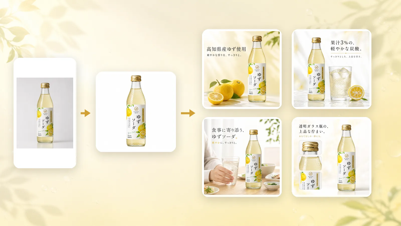 デザイン未経験でもここまで作れる|ゆずソーダの商品写真1枚からEC商品画像一式を5分で作ってみた